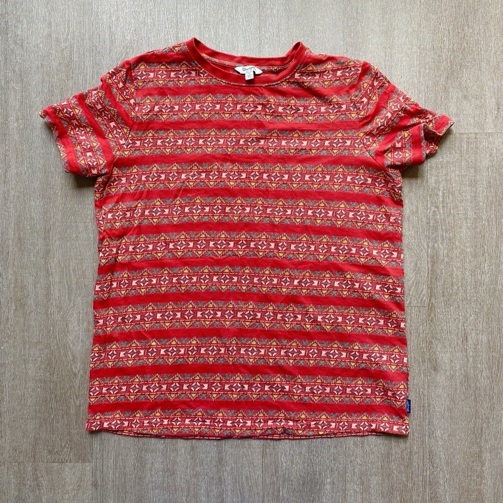 Wrangler Retro Southwestern Aztec Tribal Geometric Pattern Striped Shirt Men's L
